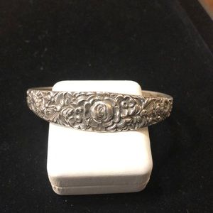 Sterling Repousse Floral Cuff Bracelet